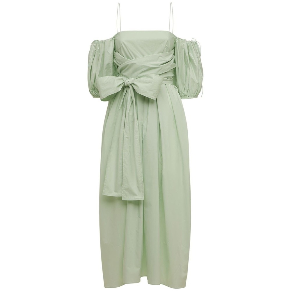 Cecilie Bahnsen Mint Green Cotton Poplin Joel Midi Dress US 6 UK 10 - Picture 6 of 16